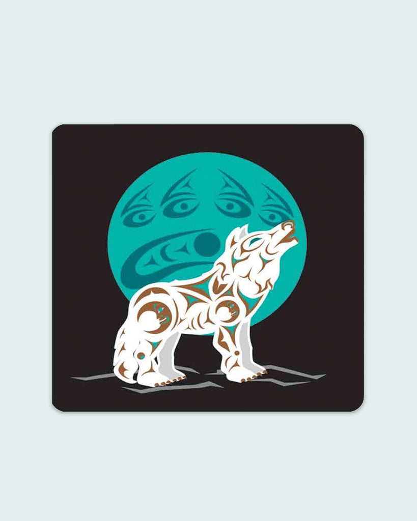 Elwha Klallam Tribe Cork Coaster - Howling Wolf